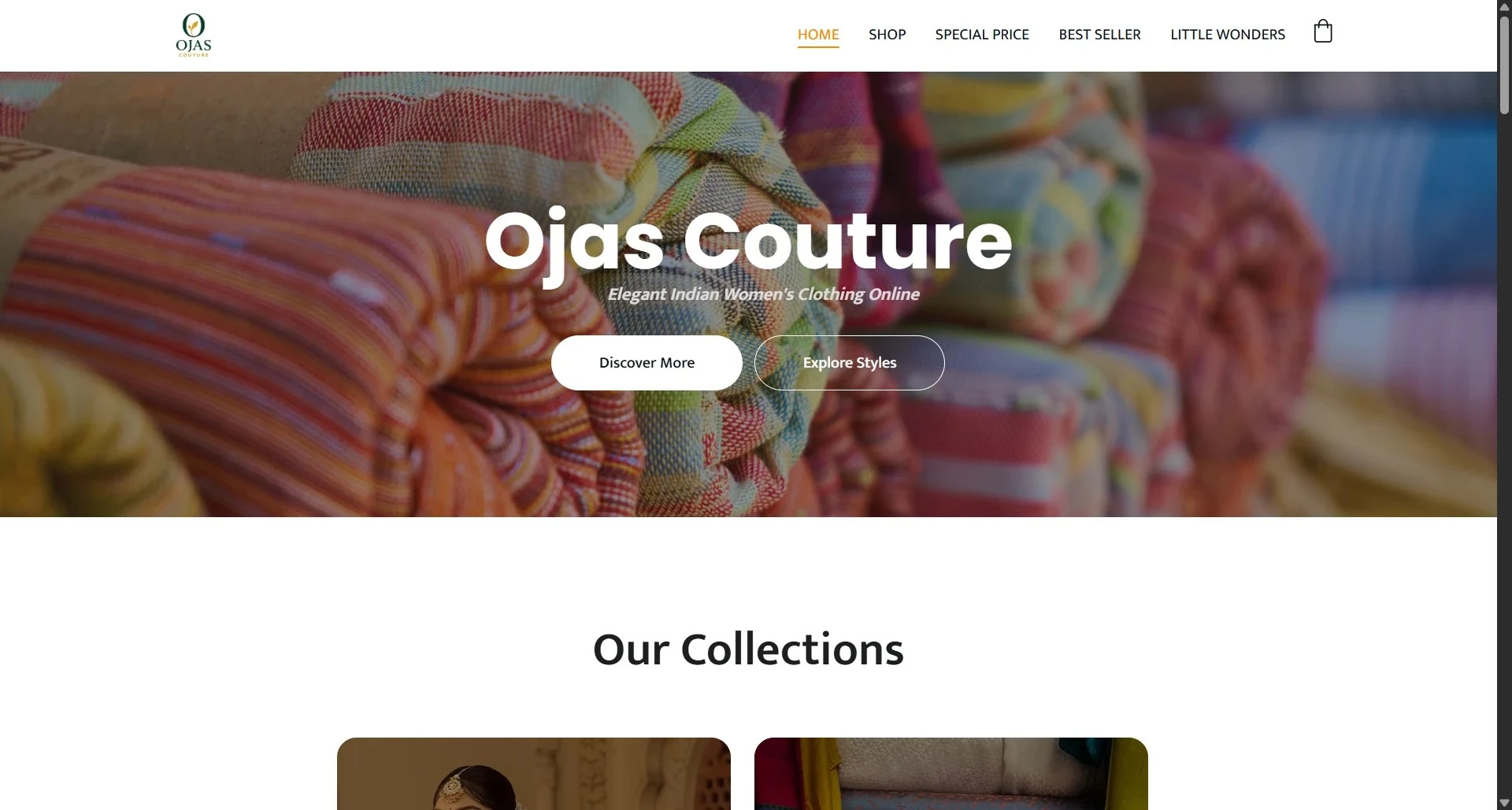 Ojas Couture Homepage